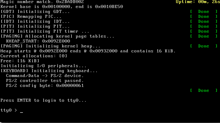 The boot message and tty0