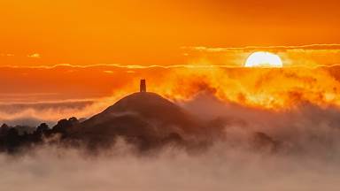View of Glastonbury Tor from Walton Hill, Somerset, England (© Guy Edwardes/Minden Pictures)