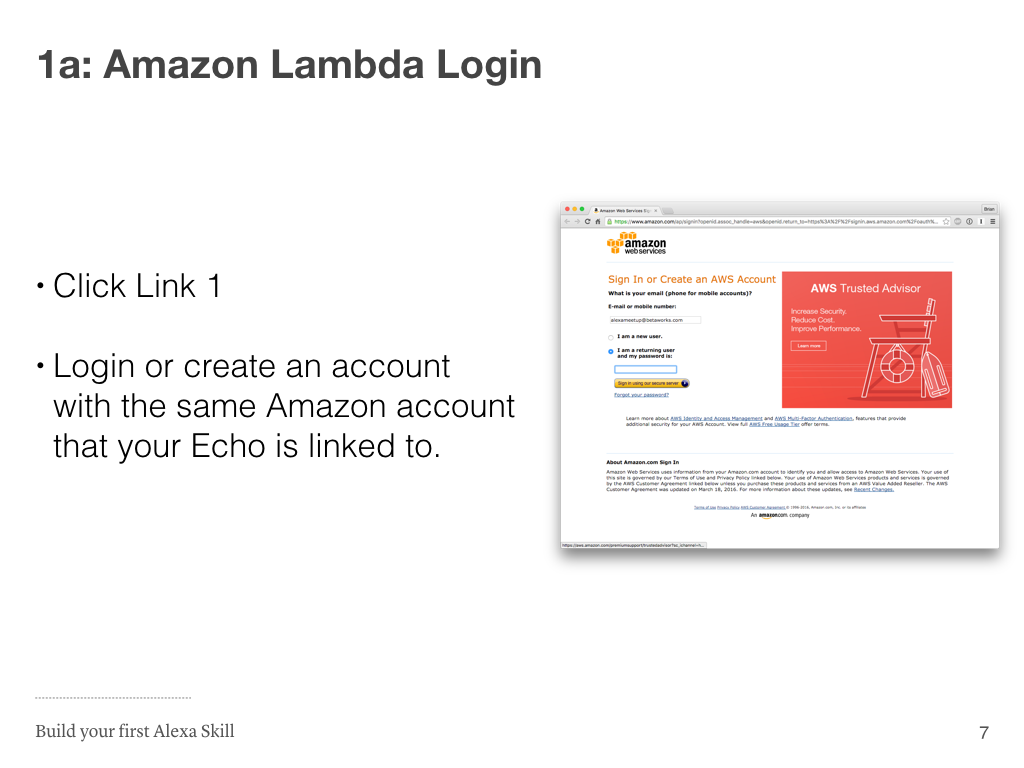 Step 1a: AWS Login