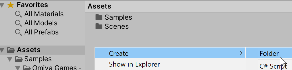 Create Folder context menu