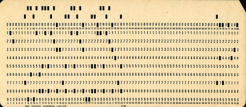 Image of a punched card, used in early computers