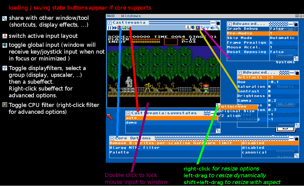 annotated screenshot of an internal launch session