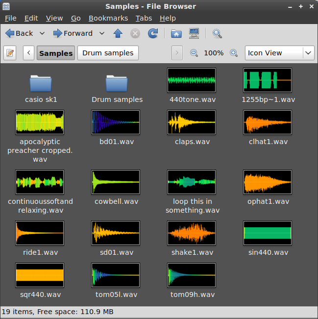 Screenshot of thumbnails in Nautilus