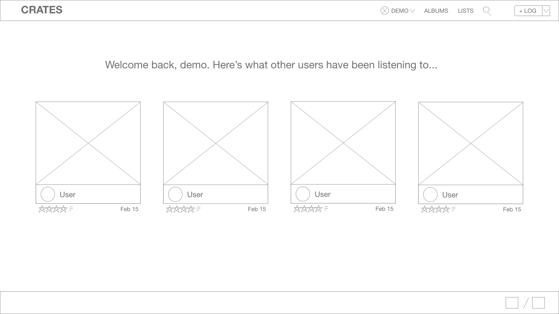 Wireframe for Crates Homepage