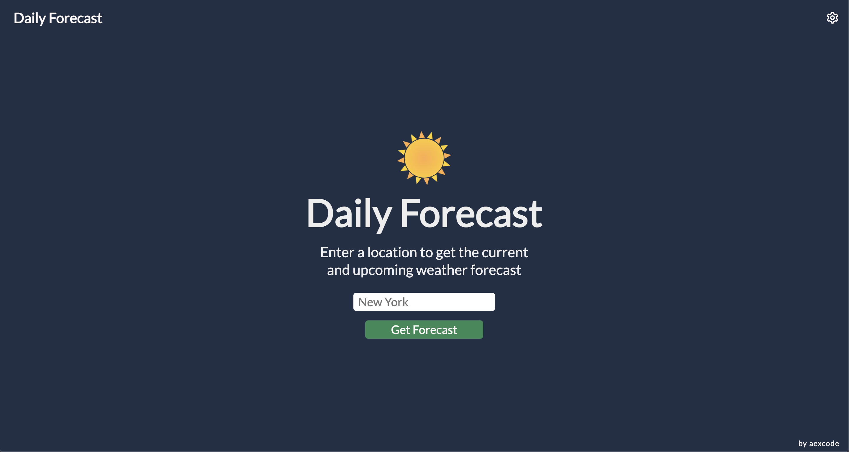 daily forecast landng page