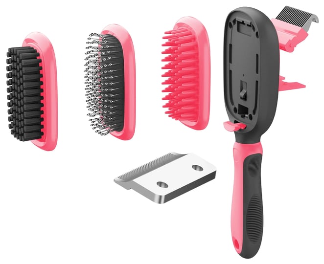 pet-life-conversion-5-in-1-interchangeable-dematting-and-deshedding-bristle-pin-and-massage-grooming-1