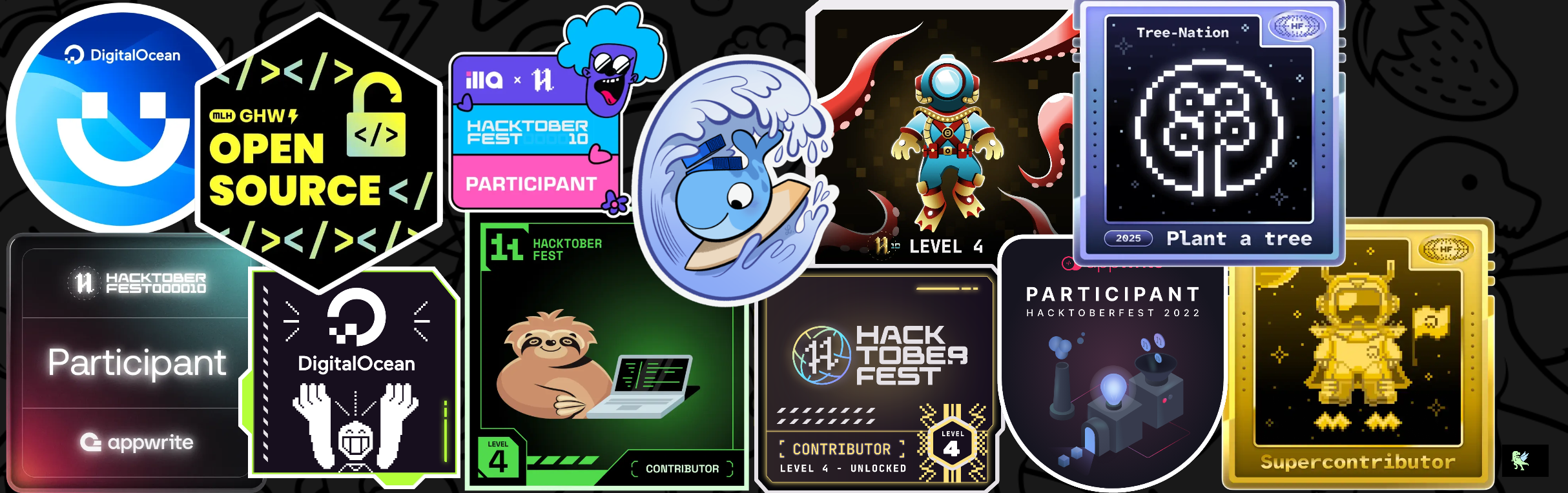 An image of @torrua's Holopin badges, which is a link to view their full Holopin profile