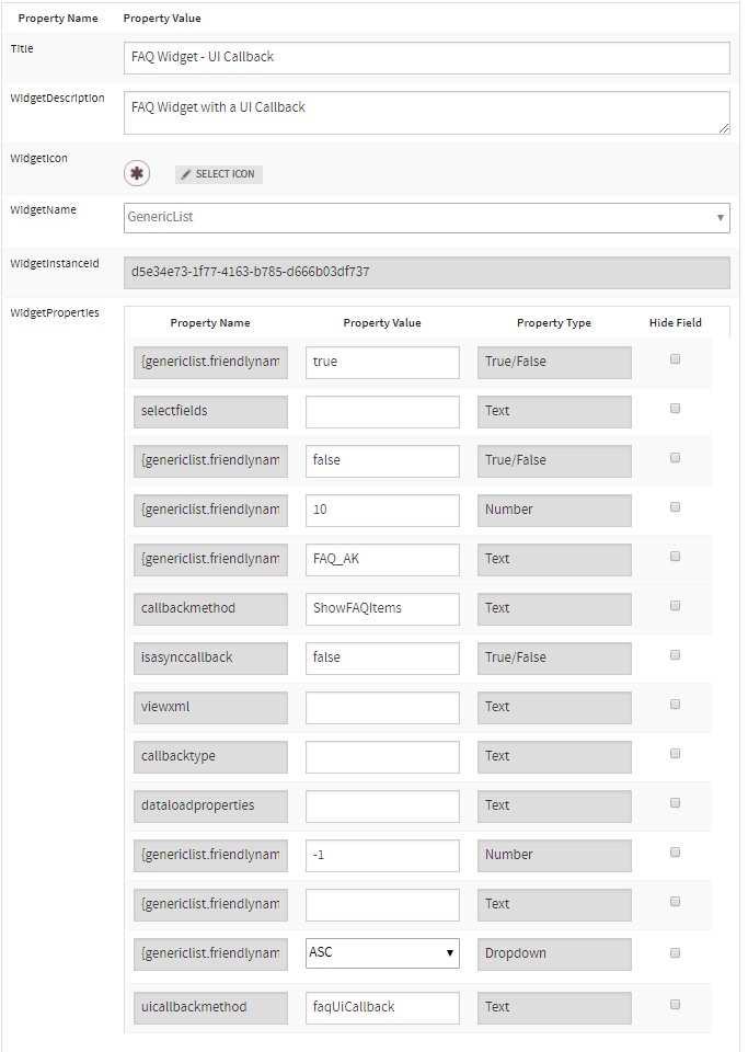 faq widget instance