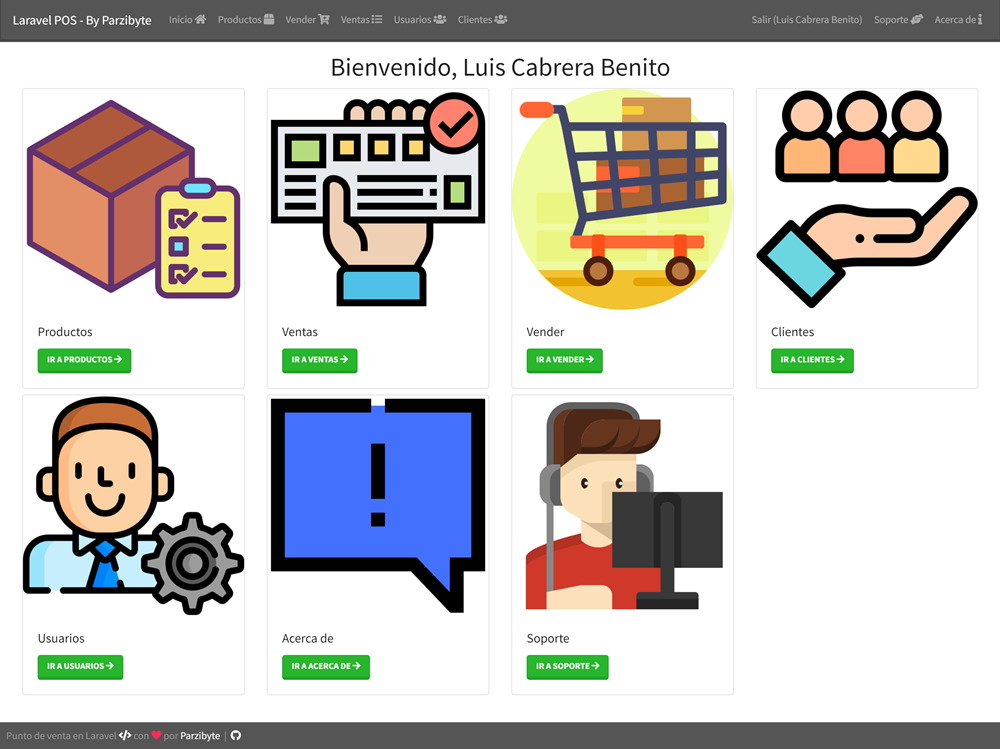 Bienvenida al sistema de ventas escrito en Laravel