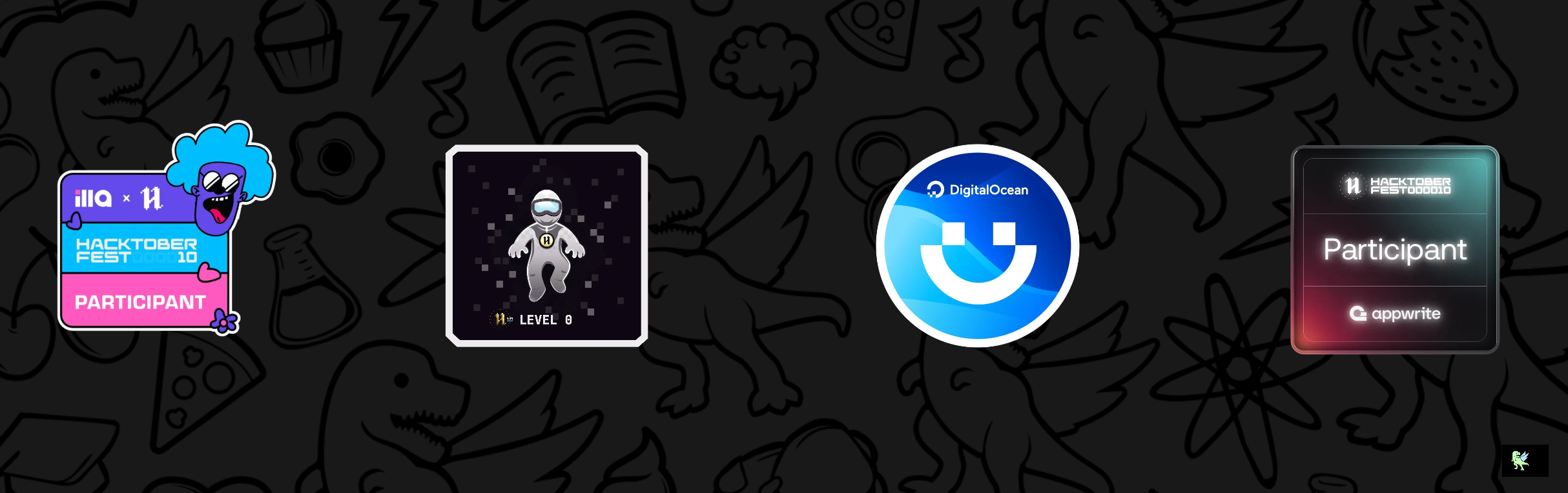 An image of @riskihajar's Holopin badges, which is a link to view their full Holopin profile