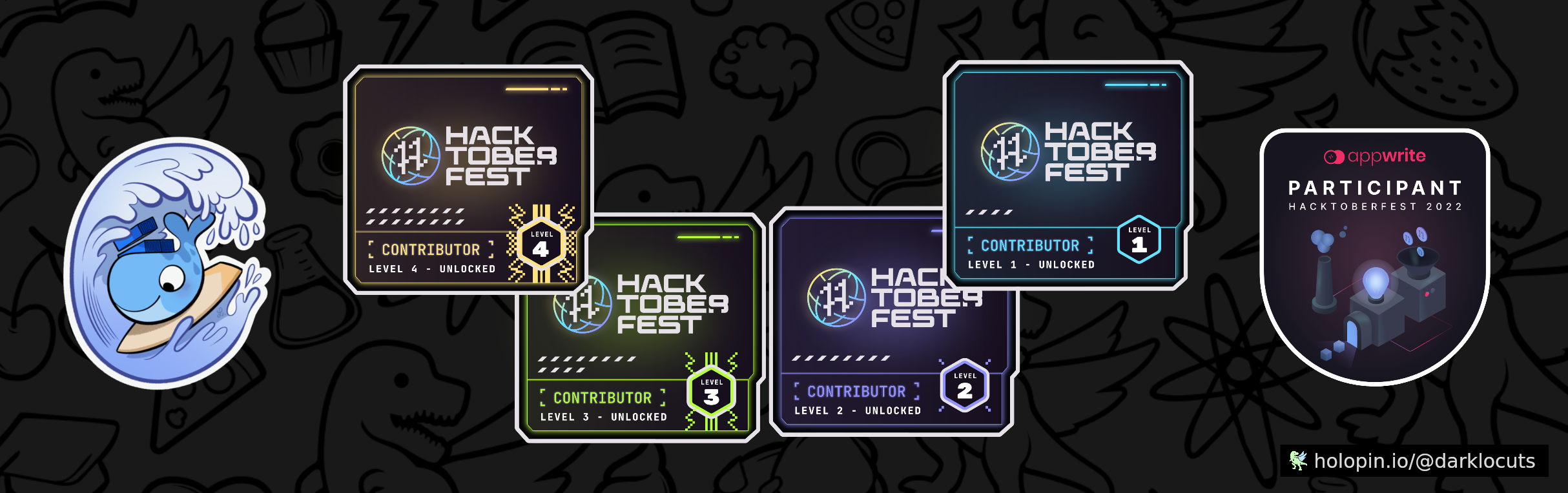 An image of @darklocuts's Holopin badges, which is a link to view their full Holopin profile