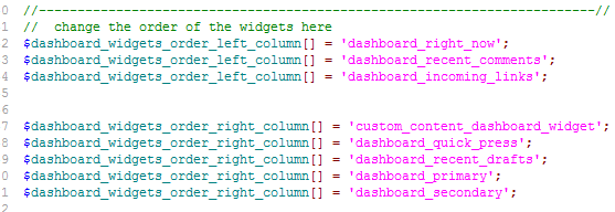 change the order of widgets