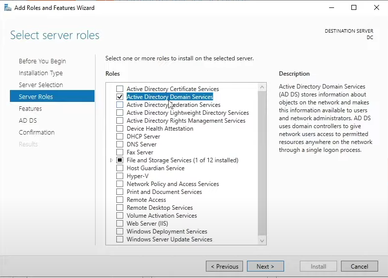 Adding AD Domain Services role.
