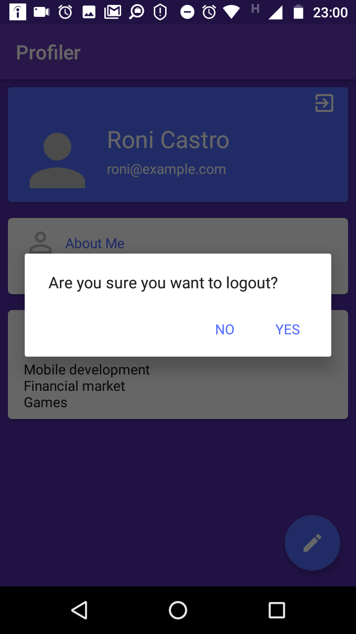 Logout screen