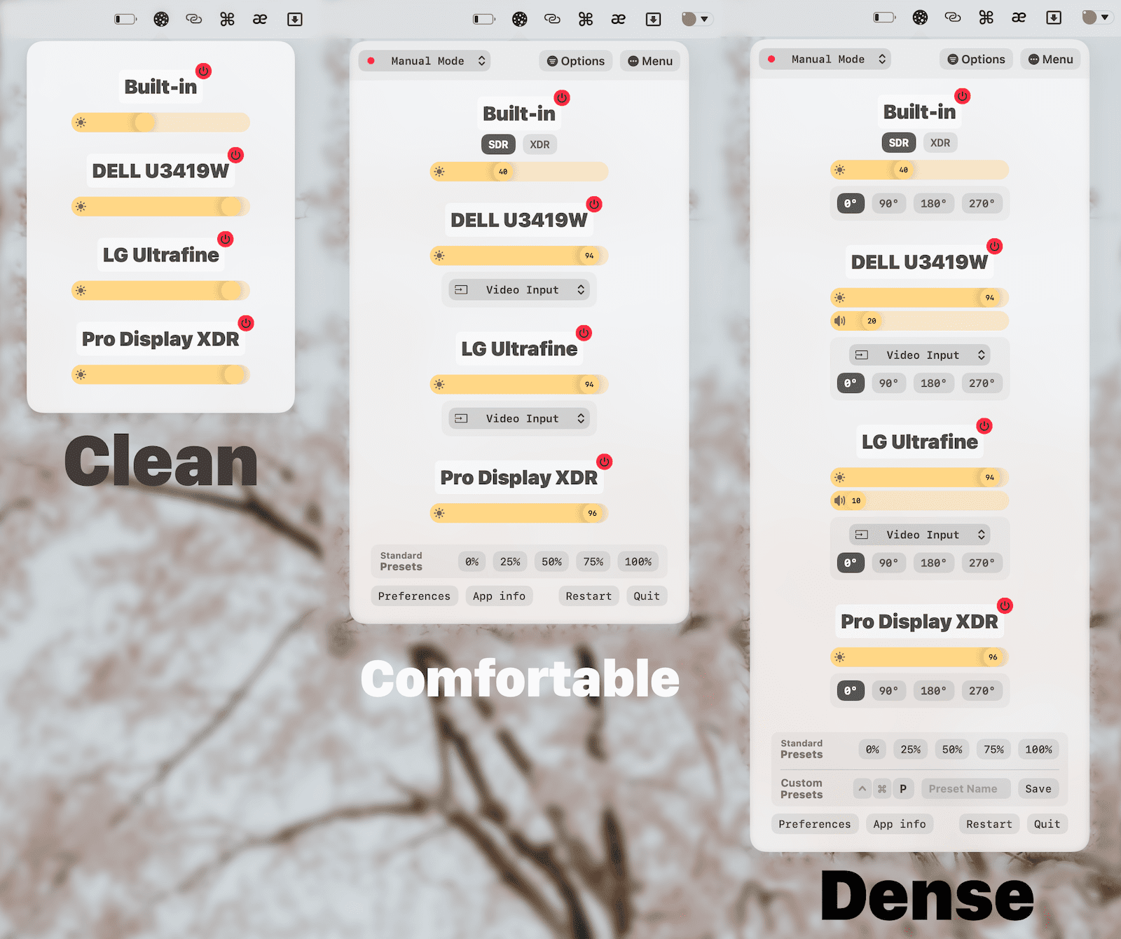 QuickActions menu