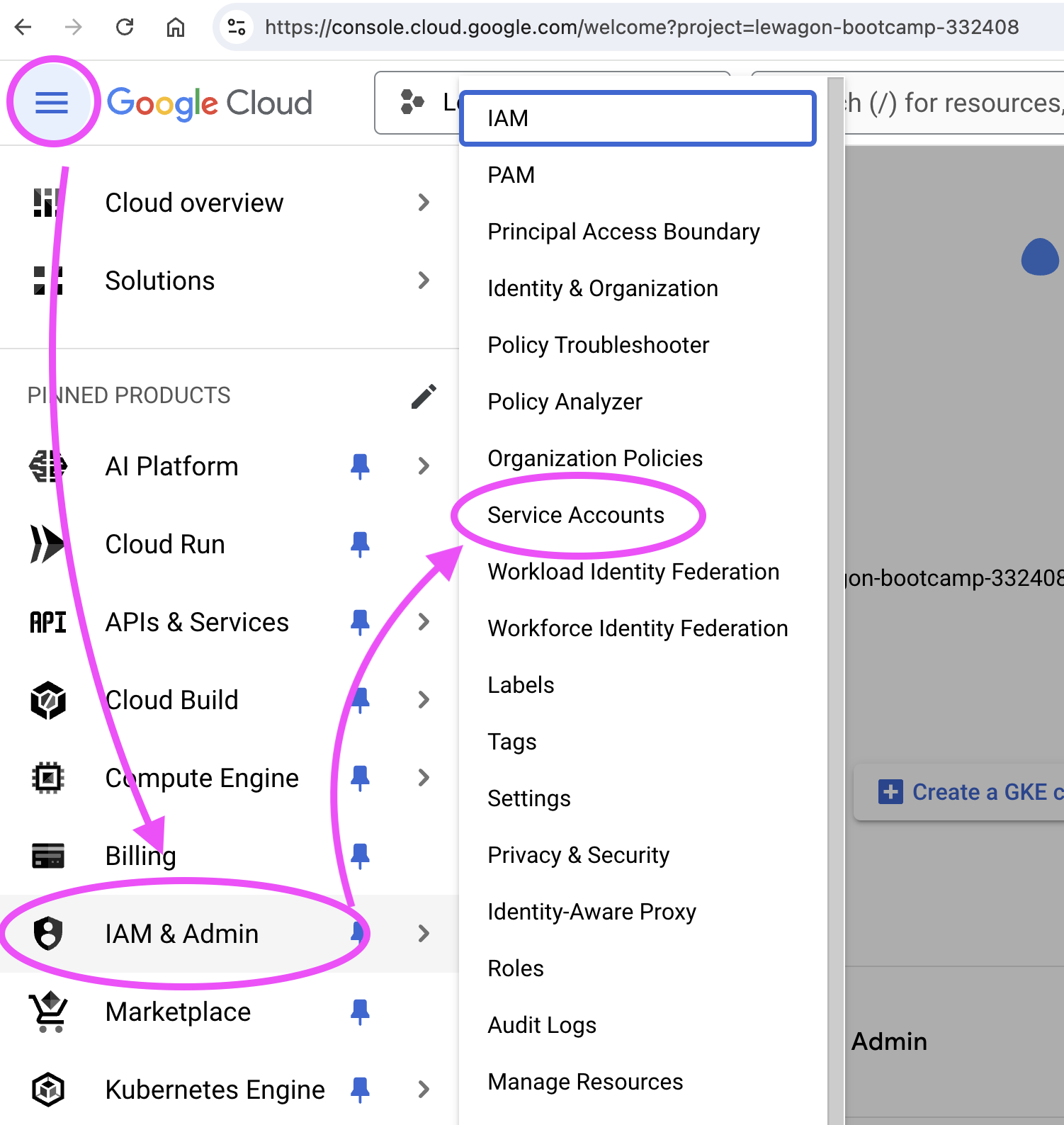 01 Go to Service Accounts