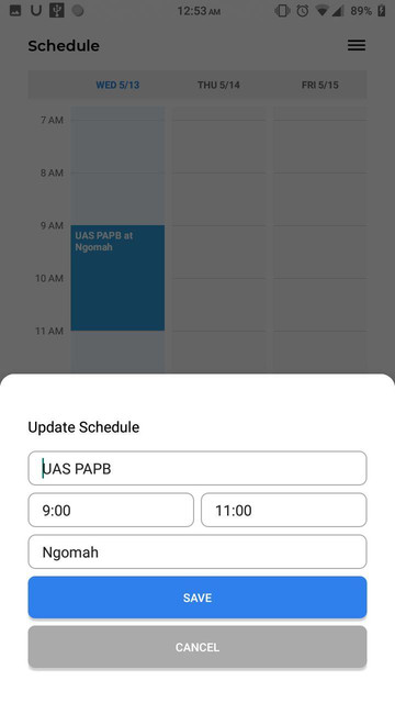 Update Schedule Dialog