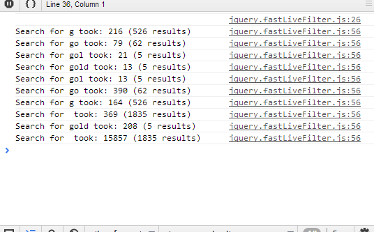 fast-filter-console results2