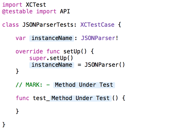 Swift Unit Test Template