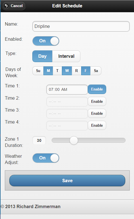 Schedule Settings