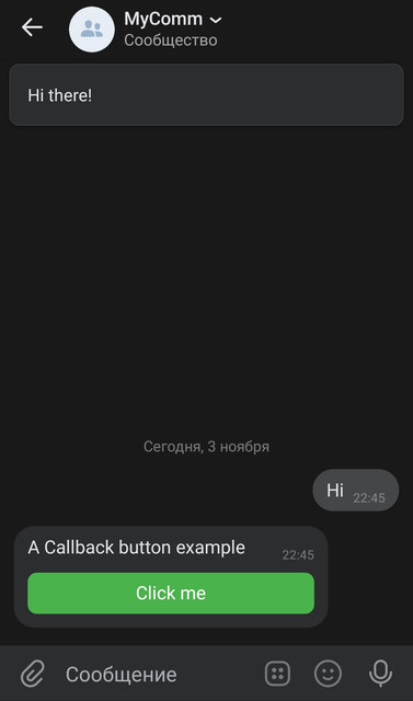 Callback button example