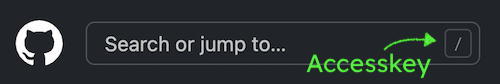 Github showes the it's search accesskey in the header