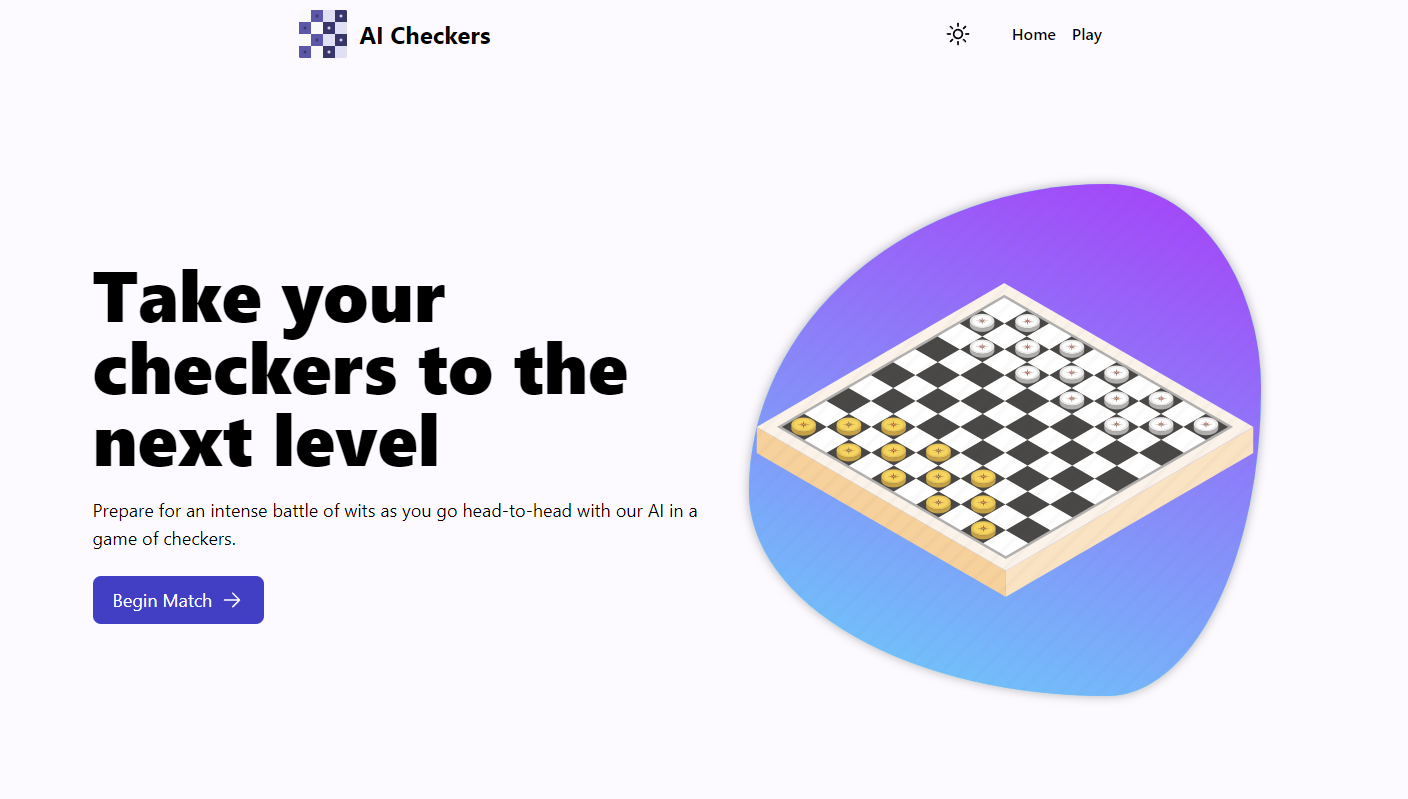 Ai checkers home page light theme
