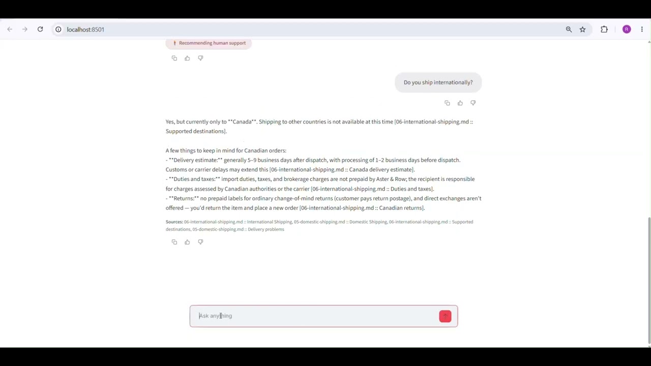 Aster & Row — AI Support Agent Demo