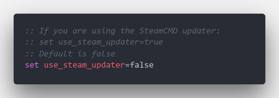 set use_steam_updater=false