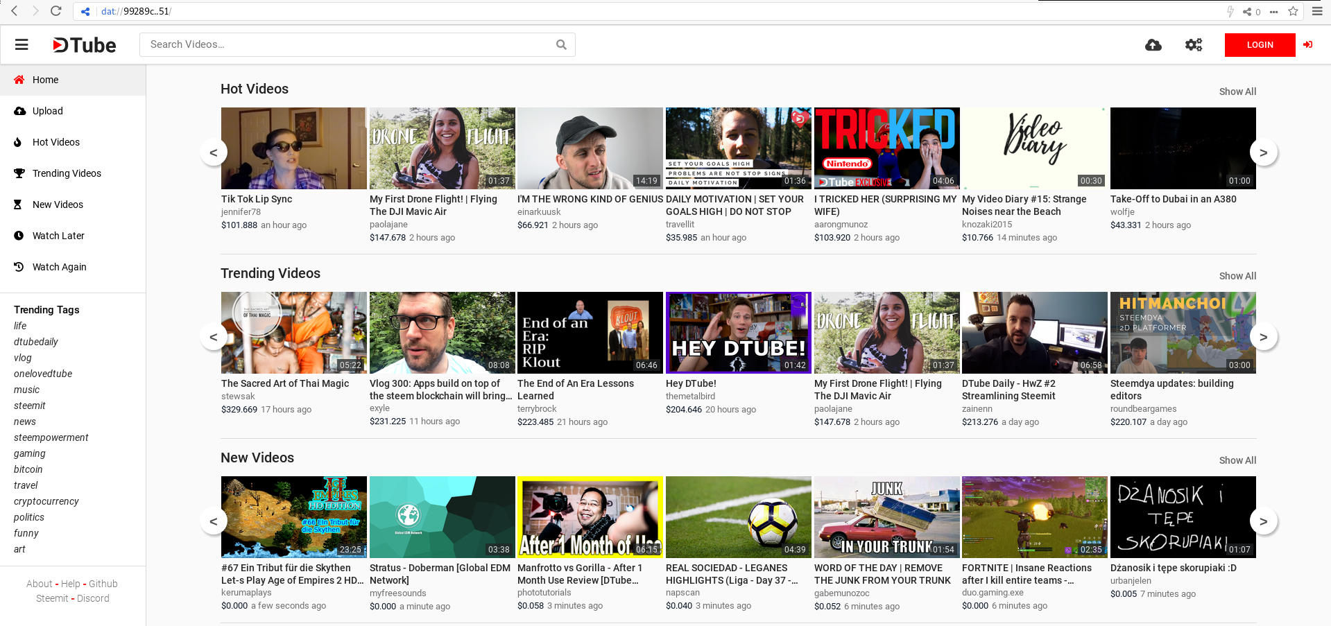 DTube Homepage Preview