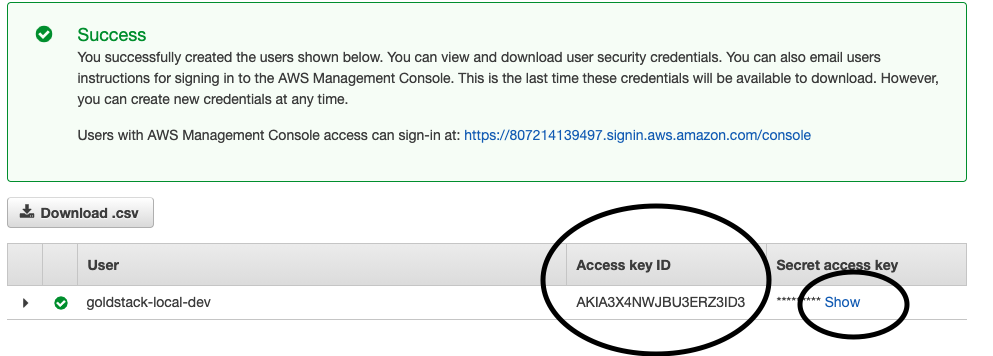 Obtain access keys