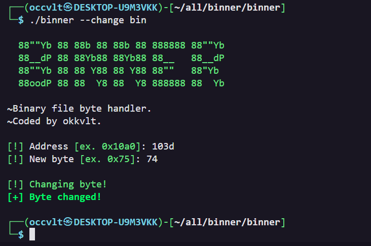 Demonstration of byte changer