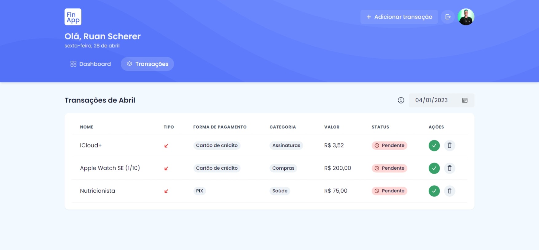 FinApp Dashboard