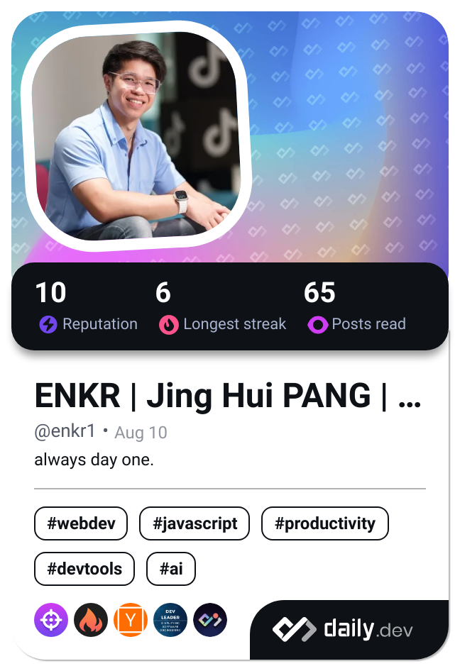 ENKR | Jing Hui PANG | 彭竞辉's Dev Card