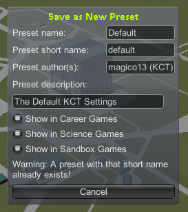 Save Preset