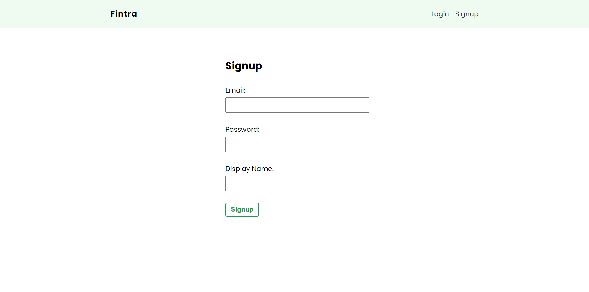 signup page