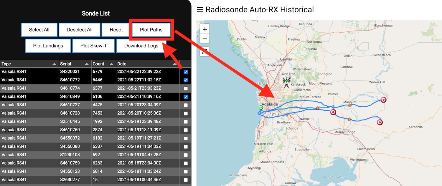 Sonde Flight Paths