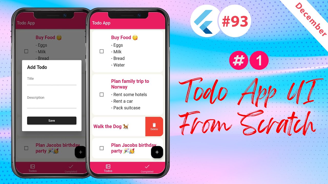 Flutter Tutorial - 1/2 Todo App UI From Scratch (Provider) YouTube video