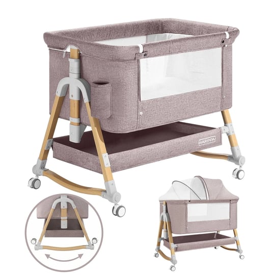 harppa-3-in-1-baby-bassinet-bedside-sleeper-height-adjustable-easy-folding-khaki-1