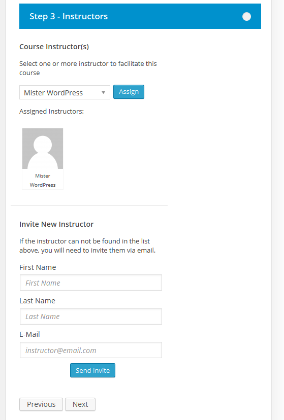 CoursePress - New Course - Instructors