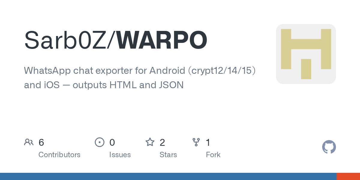 WARPO: WhatsApp backup decryption and export