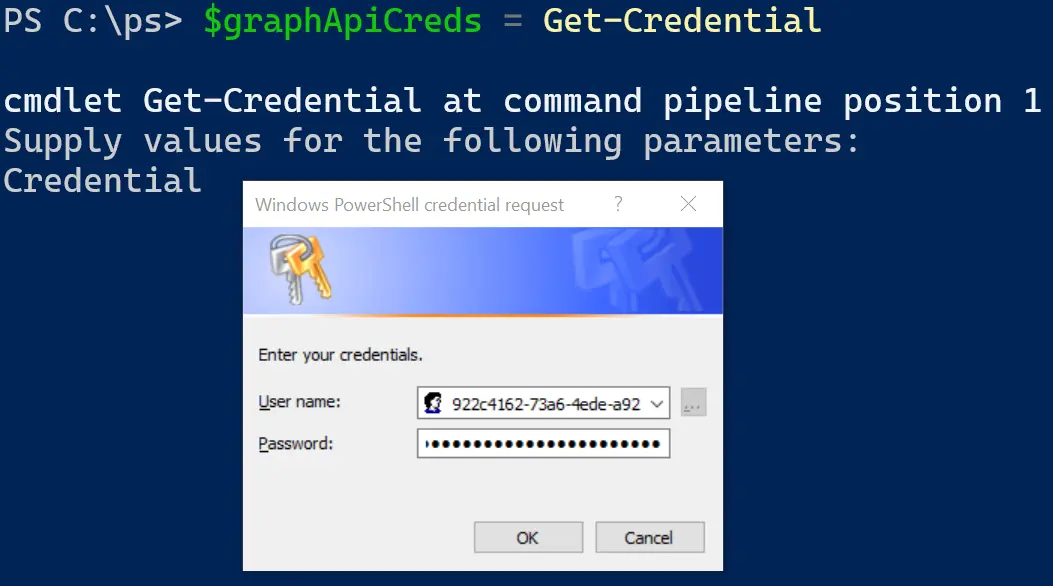 Saving credentials to a variable