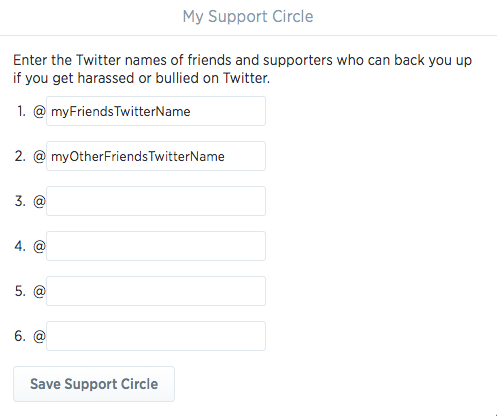 Screenshot of "My Support Circle" dialog.