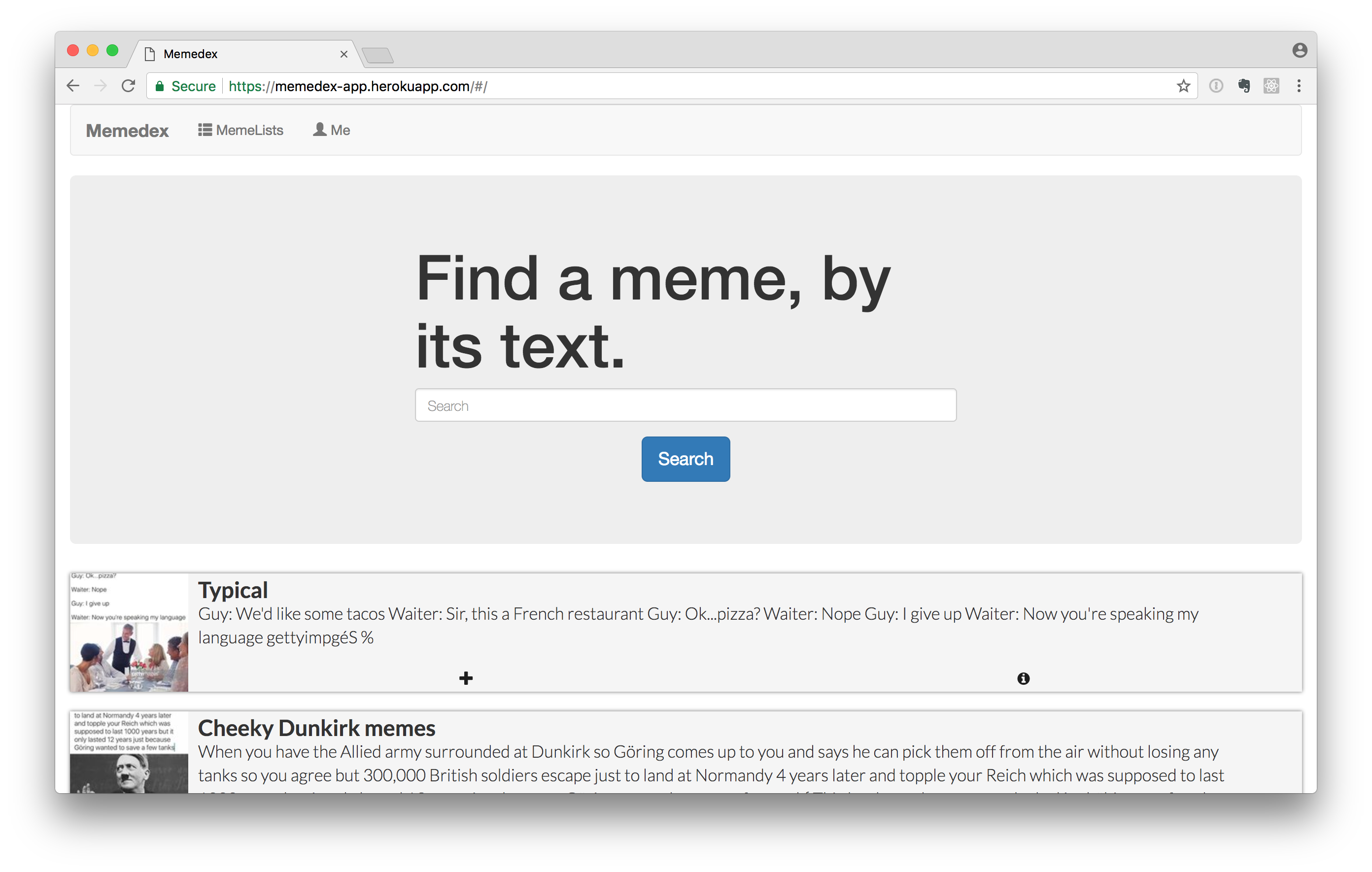 memedex landing page