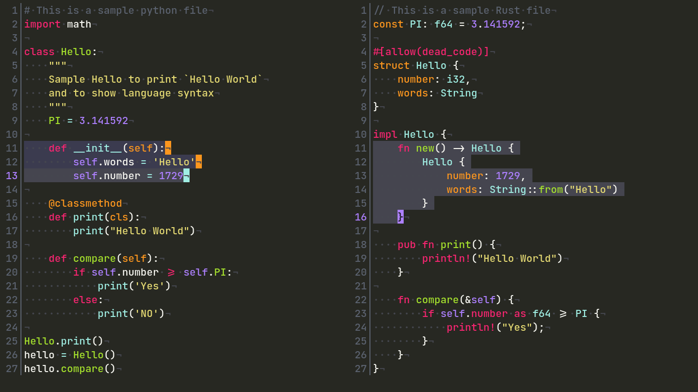 Monokai color scheme 