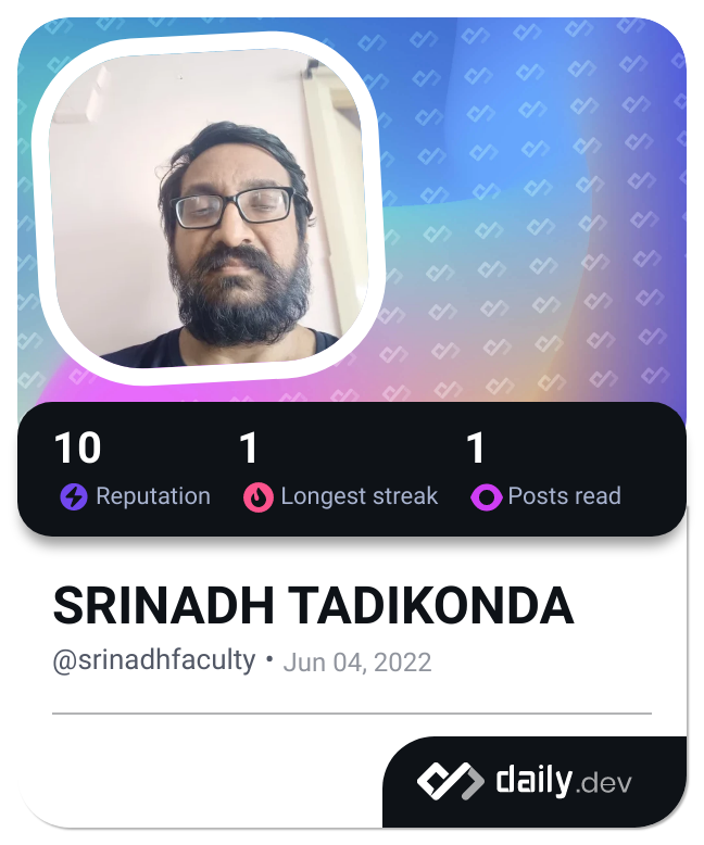 SRINADH TADIKONDA's Dev Card