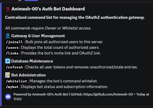 This is a screenshot of the help command.