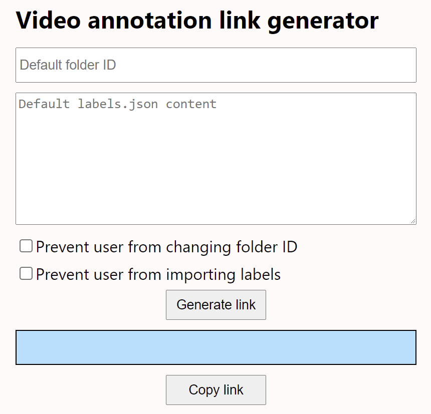 Link generator screenshot