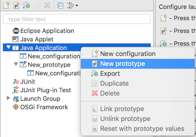 prototype java launch configuration