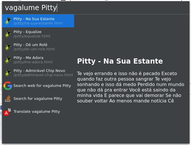 Screenshot do plugin Vagalume